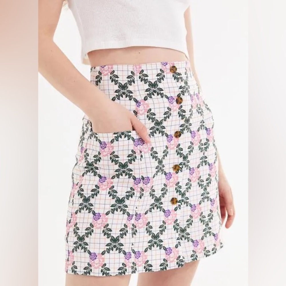 The East Order Tarshie Floral Button-Front Mini Skirt size Small
